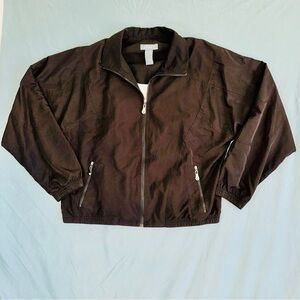 Vtg Koret Women's M Black Full Zip Windbreaker Bomber Jacket 90s Y2K